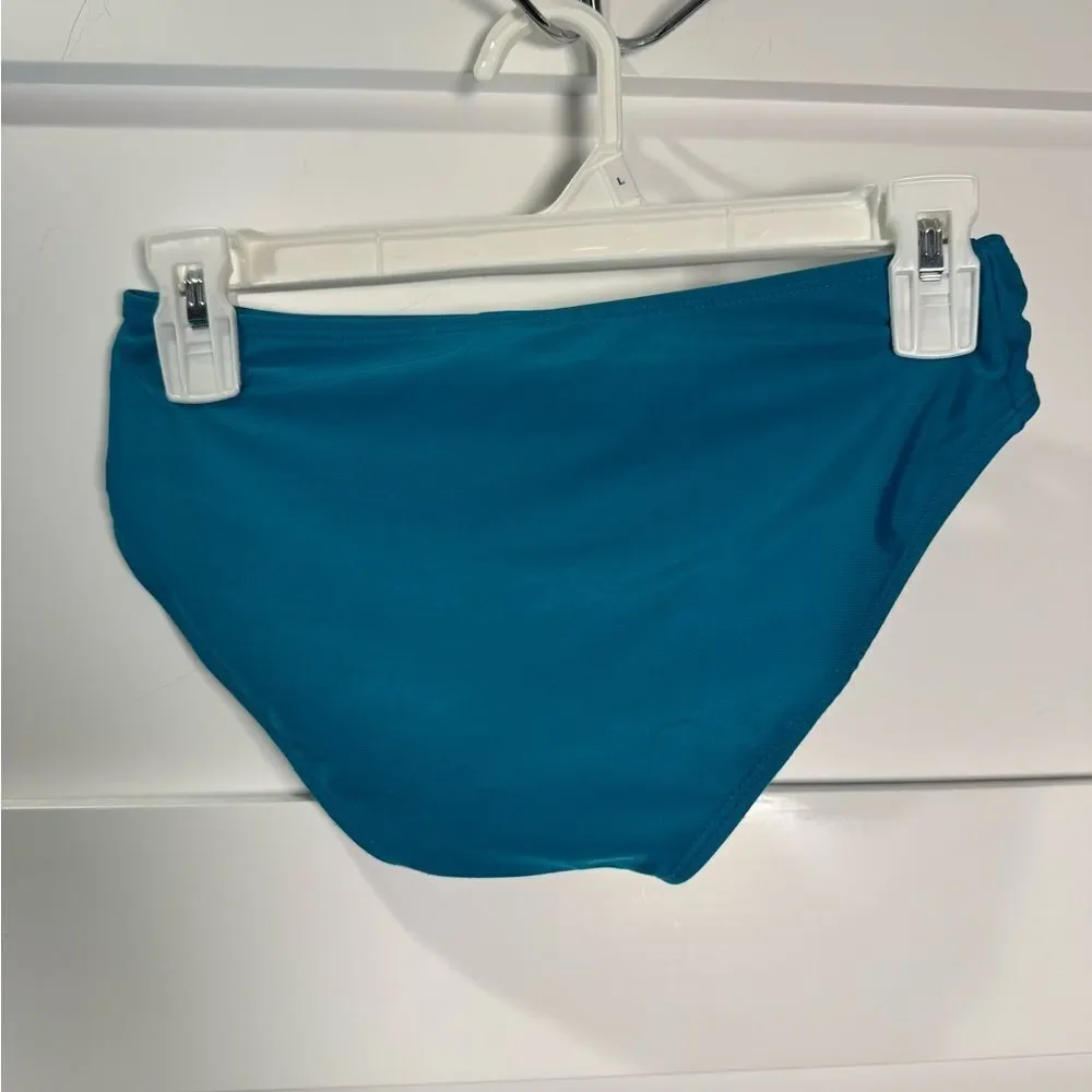 Girls Justice 3 piece set swim suit teal and floral and shorts size Large